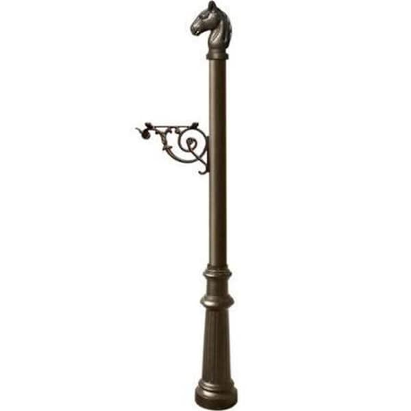 Lewiston Support Bracket Post System with Fluted Base & Horsehead Finial, Bronze LPST-801-BZ - main